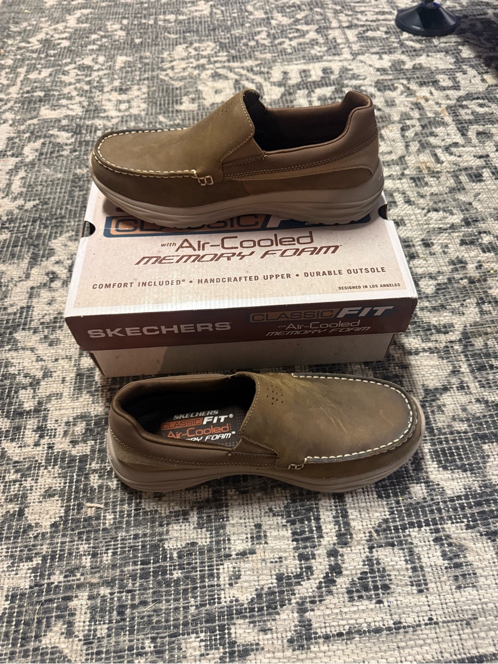 Skechers Tan/Brown Slip-On Casual Loafers with Contrast Stitching